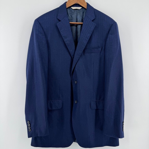 J.P. Tilford by Samuelsohn Other - J.P. Tilford Samuelsohn Loro Piana Blazer Men 42L Blue Cashmere Silk Herringbone